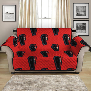 Orange Halloween Coffin Pattern Print Loveseat Protector