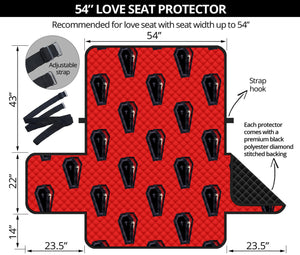 Orange Halloween Coffin Pattern Print Loveseat Protector