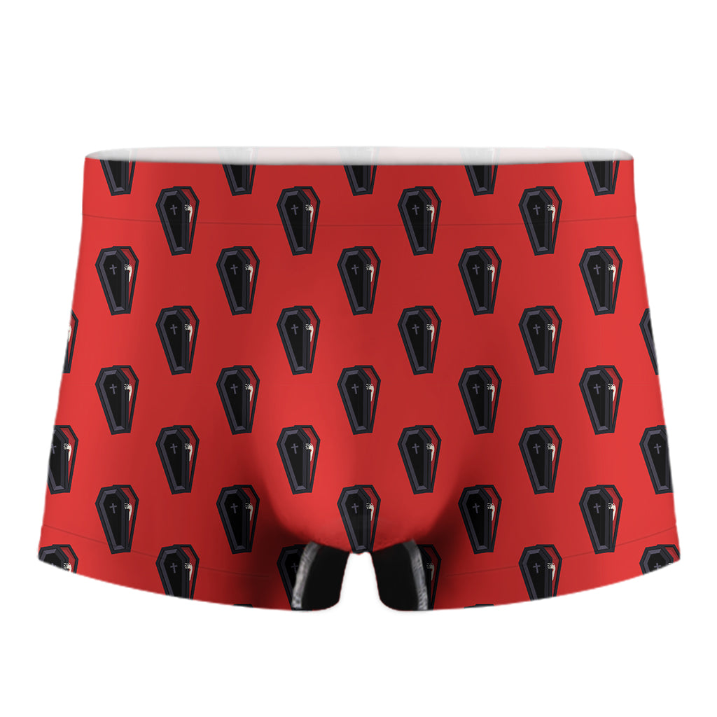 Orange Halloween Coffin Pattern Print Men's Boxer Briefs