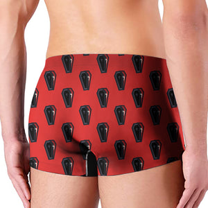 Orange Halloween Coffin Pattern Print Men's Boxer Briefs