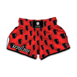 Orange Halloween Coffin Pattern Print Muay Thai Boxing Shorts