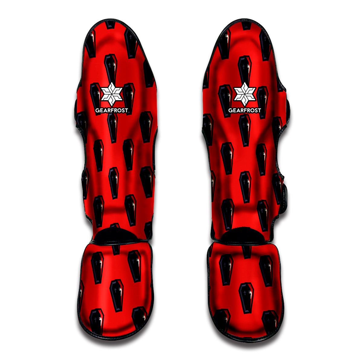 Orange Halloween Coffin Pattern Print Muay Thai Shin Guard