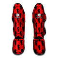 Orange Halloween Coffin Pattern Print Muay Thai Shin Guards