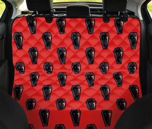 Orange Halloween Coffin Pattern Print Pet Car Back Seat Cover