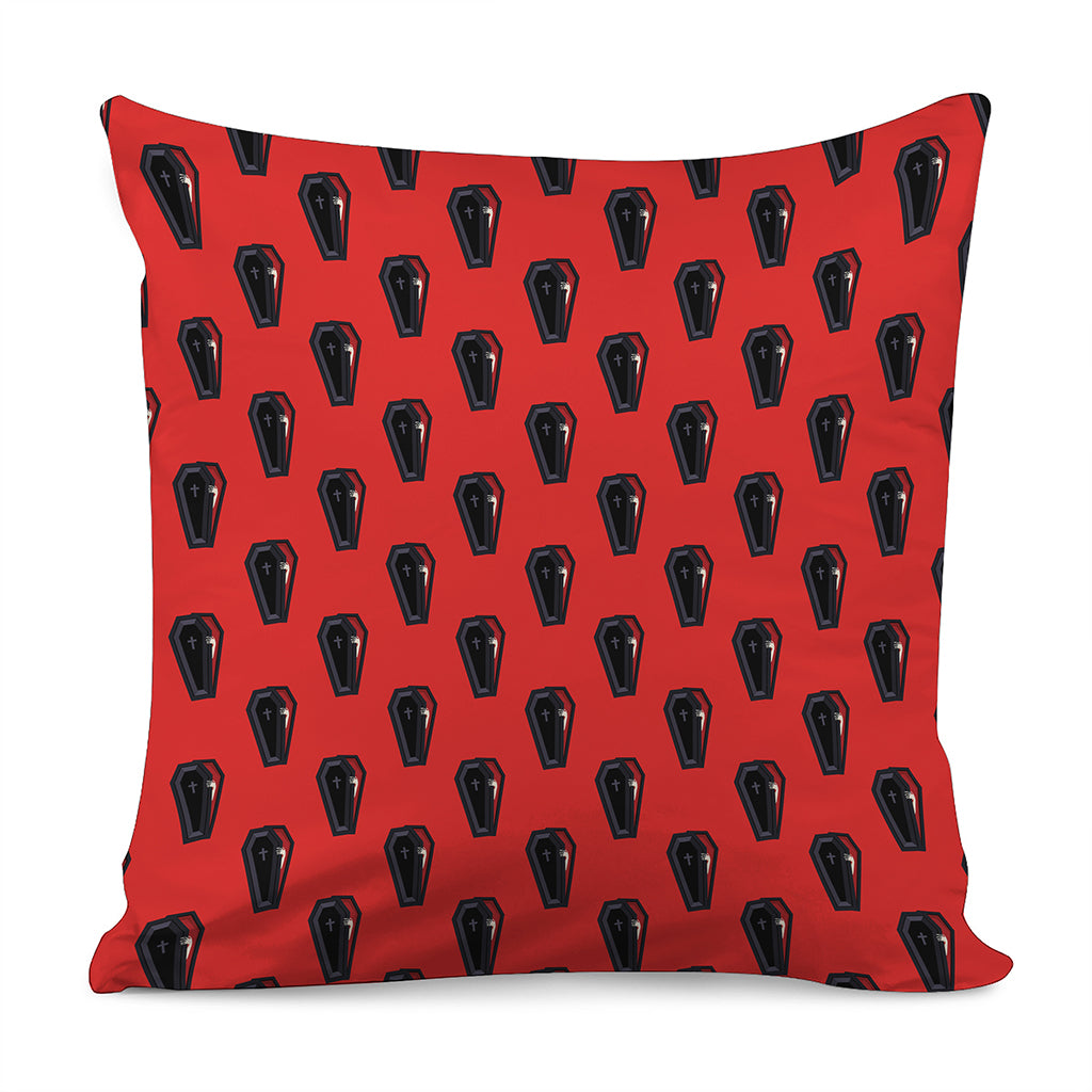 Orange Halloween Coffin Pattern Print Pillow Cover