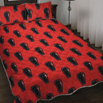 Orange Halloween Coffin Pattern Print Quilt Bed Set