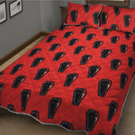 Orange Halloween Coffin Pattern Print Quilt Bed Set