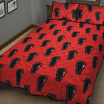 Orange Halloween Coffin Pattern Print Quilt Bed Set