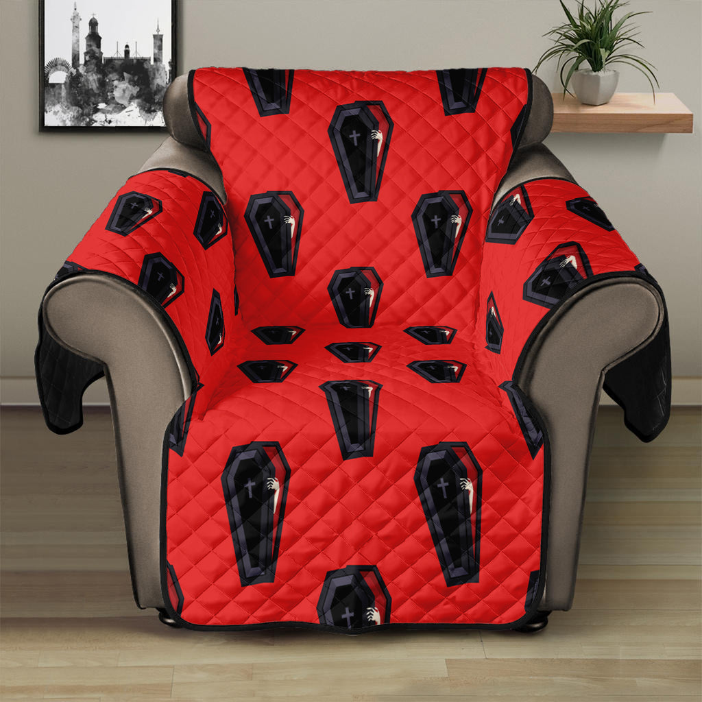 Orange Halloween Coffin Pattern Print Recliner Protector