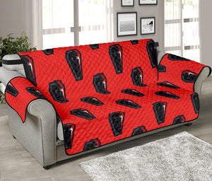 Orange Halloween Coffin Pattern Print Sofa Protector