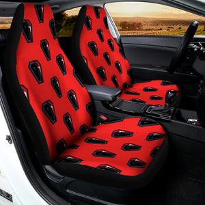 Orange Halloween Coffin Pattern Print Universal Fit Car Seat Covers