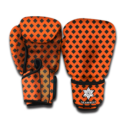 Orange Halloween Pattern Print Boxing Gloves