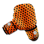 Orange Halloween Pattern Print Boxing Gloves
