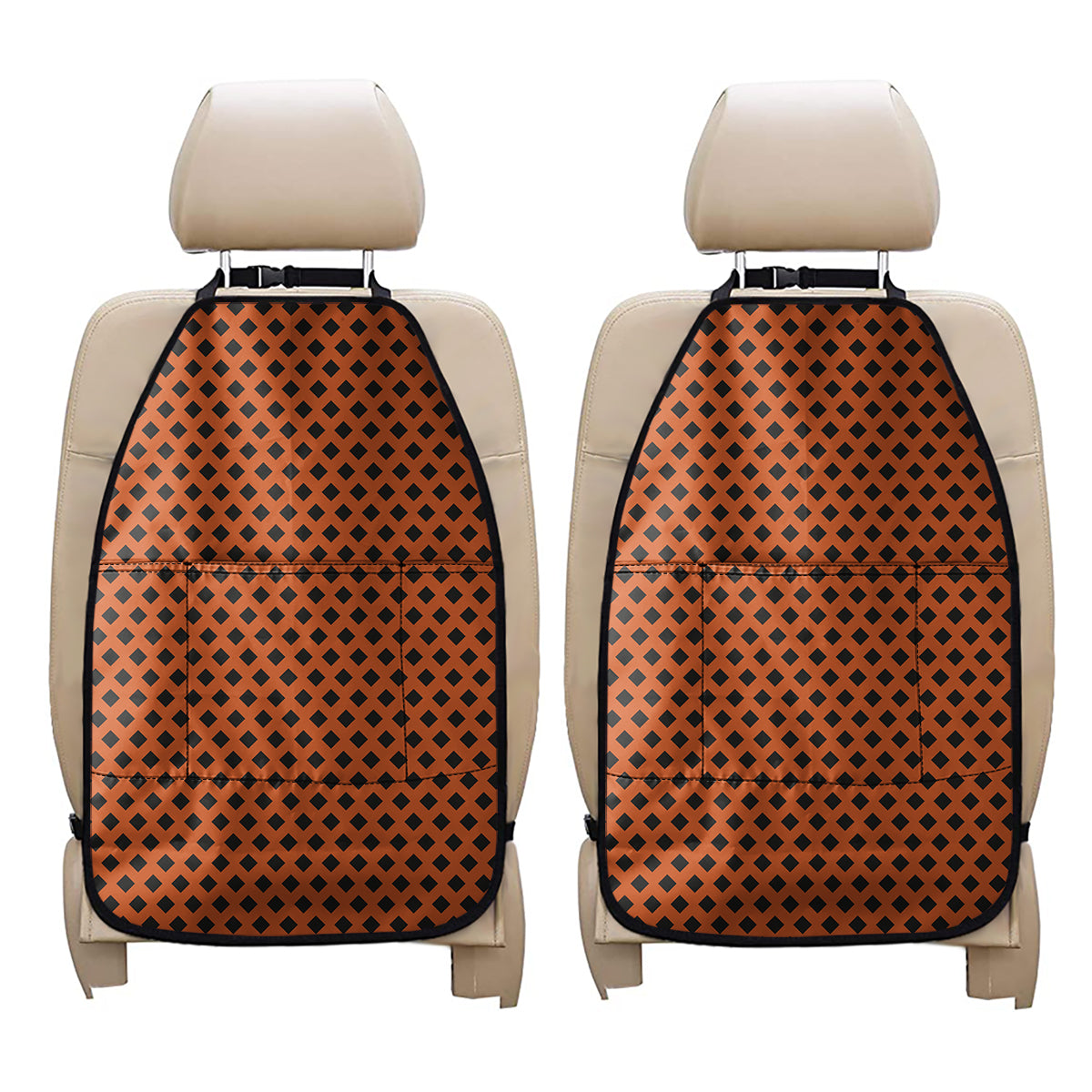 Orange Halloween Pattern Print Car Seat Organizers