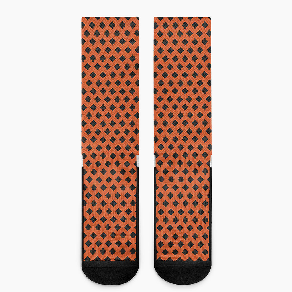 Orange Halloween Pattern Print Crew Socks