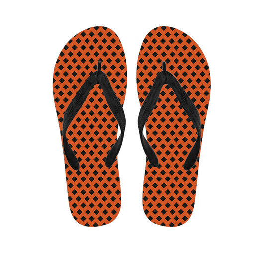 Orange Halloween Pattern Print Flip Flops