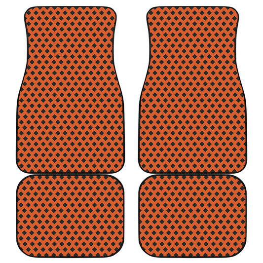 Orange Halloween Pattern Print Front and Back Car Floor Mats