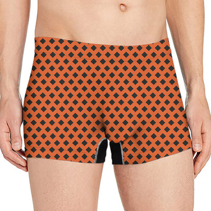 Orange Halloween Pattern Print Men's Boxer Briefs