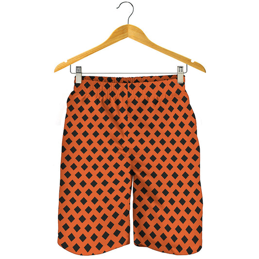 Orange Halloween Pattern Print Men's Shorts