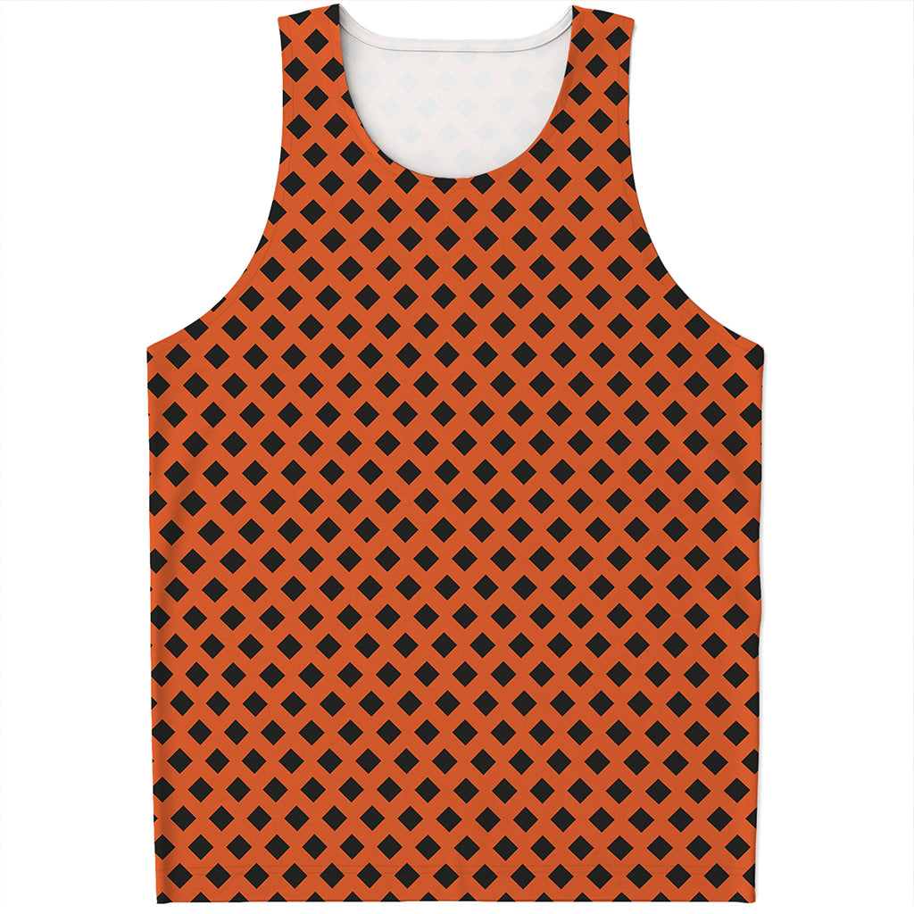 Orange Halloween Pattern Print Men's Tank Top