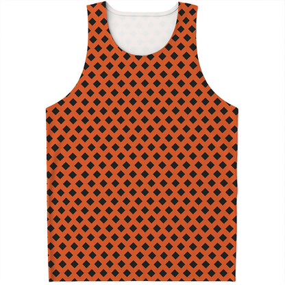 Orange Halloween Pattern Print Men's Tank Top