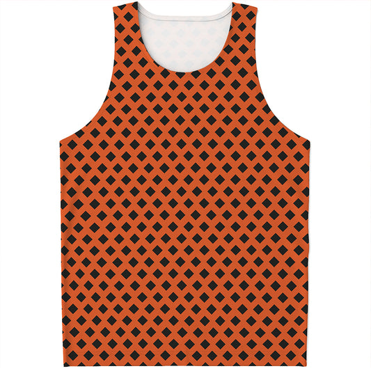 Orange Halloween Pattern Print Men's Tank Top