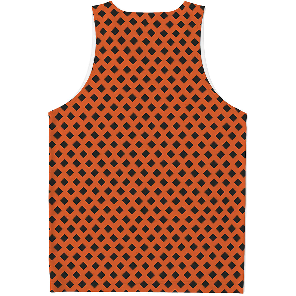 Orange Halloween Pattern Print Men's Tank Top