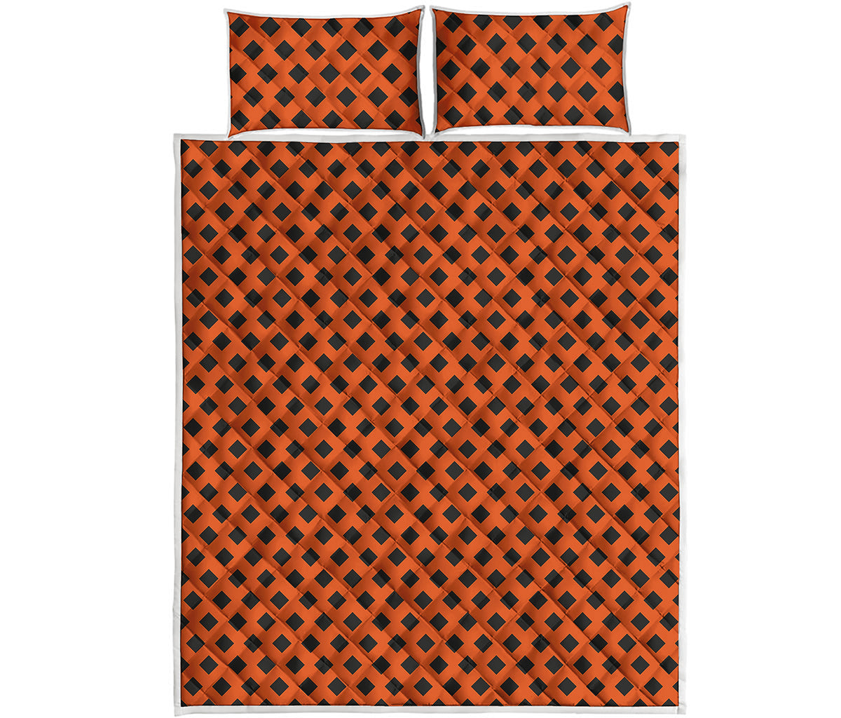 Orange Halloween Pattern Print Quilt Bed Set