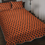 Orange Halloween Pattern Print Quilt Bed Set