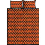 Orange Halloween Pattern Print Quilt Bed Set