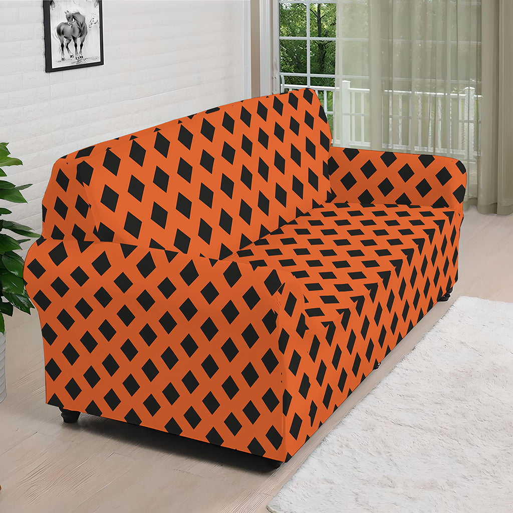 Orange Halloween Pattern Print Sofa Cover