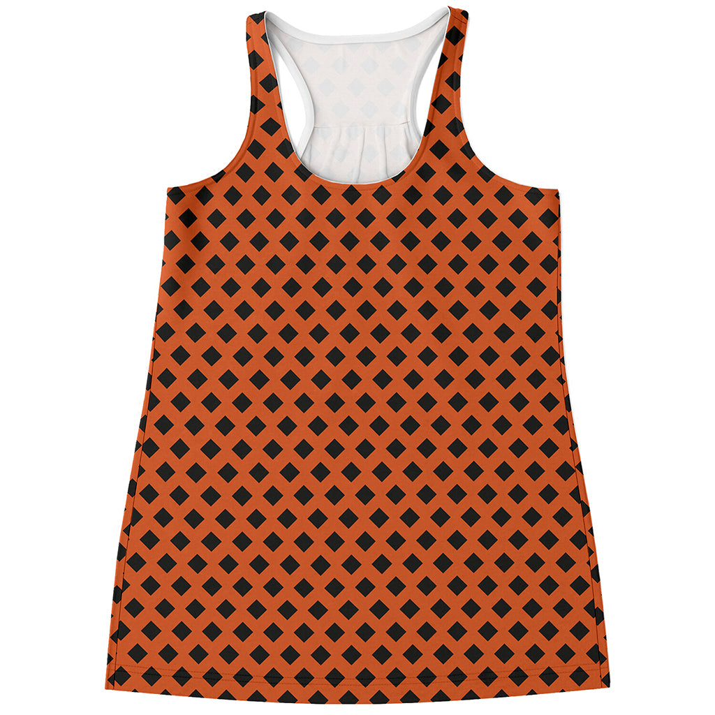 Orange Halloween Pattern Print Women's Racerback Tank Top