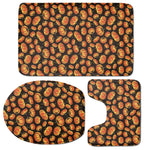 Orange Halloween Pumpkin Pattern Print 3 Piece Bath Mat Set