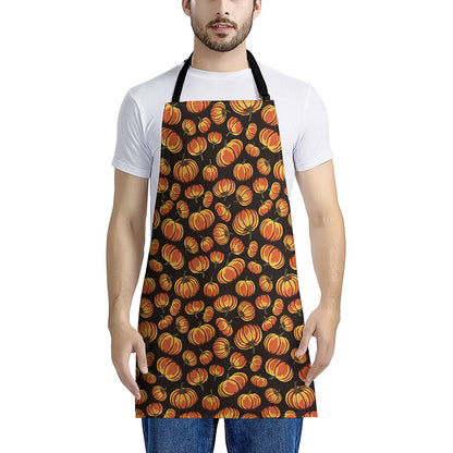 Orange Halloween Pumpkin Pattern Print Apron