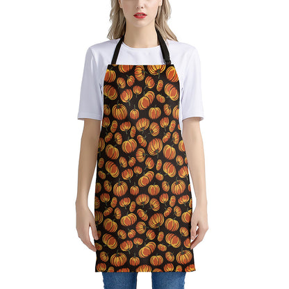 Orange Halloween Pumpkin Pattern Print Apron