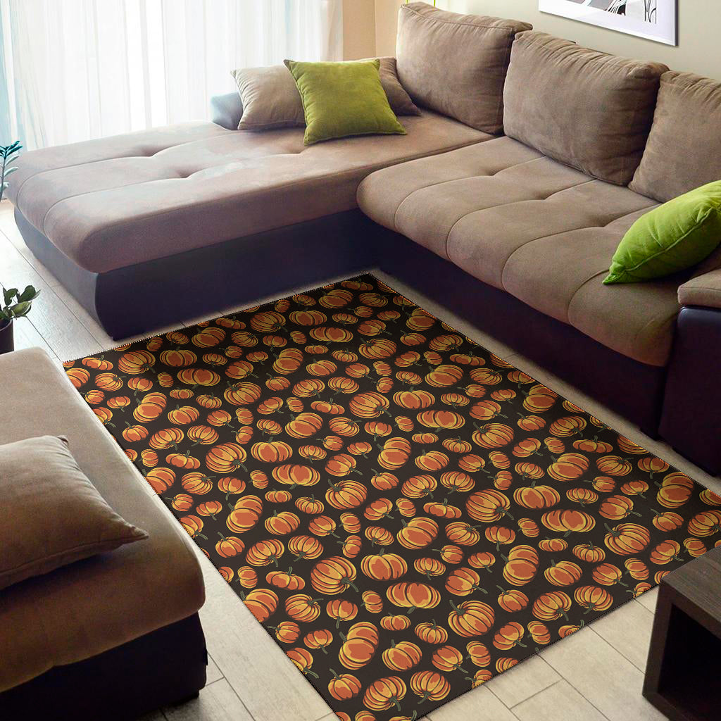 Orange Halloween Pumpkin Pattern Print Area Rug