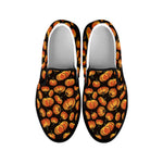 Orange Halloween Pumpkin Pattern Print Black Slip On Shoes