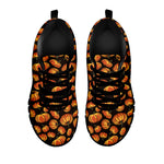 Orange Halloween Pumpkin Pattern Print Black Sneakers