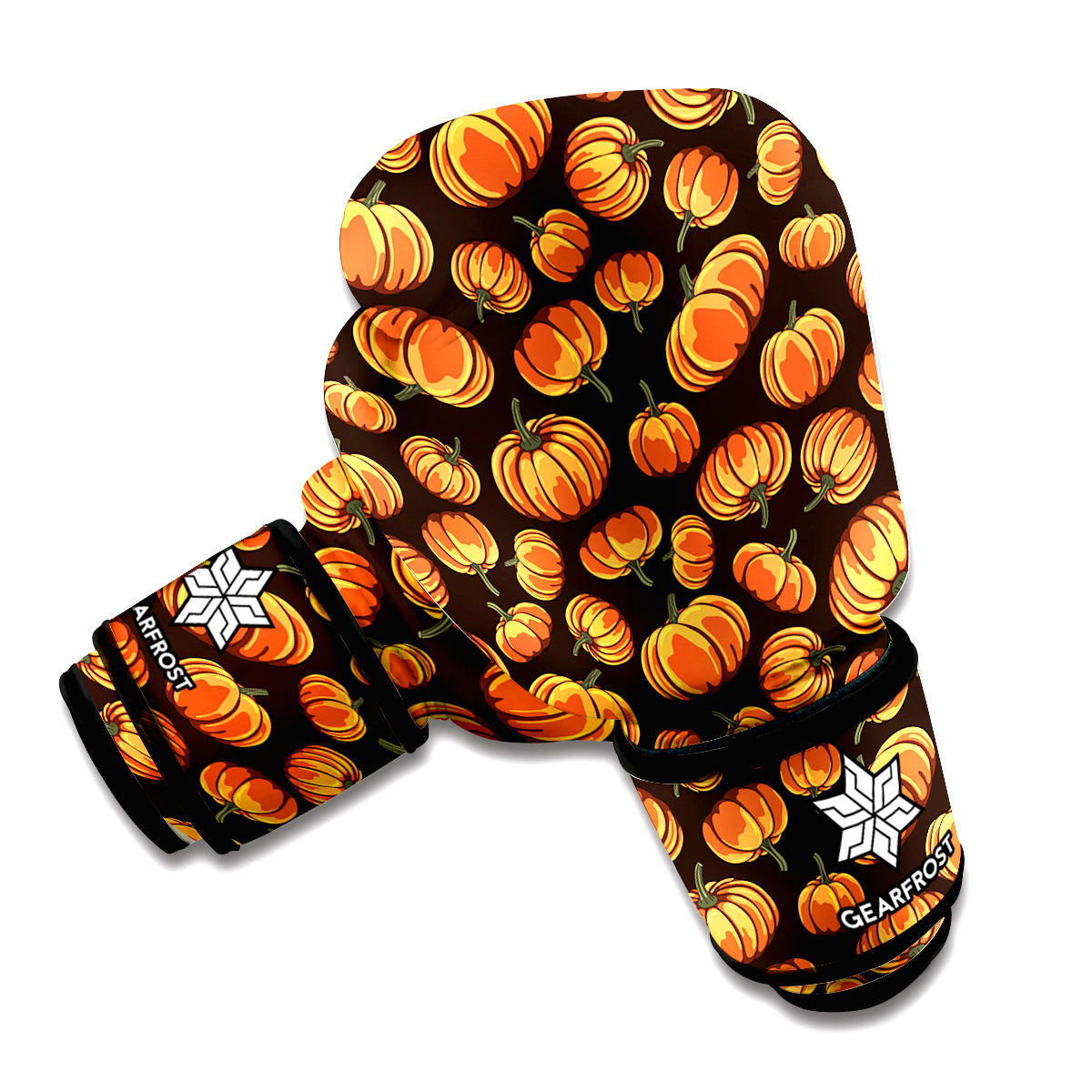 Orange Halloween Pumpkin Pattern Print Boxing Gloves