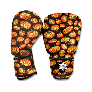 Orange Halloween Pumpkin Pattern Print Boxing Gloves