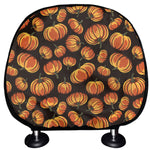 Orange Halloween Pumpkin Pattern Print Car Headrest Covers