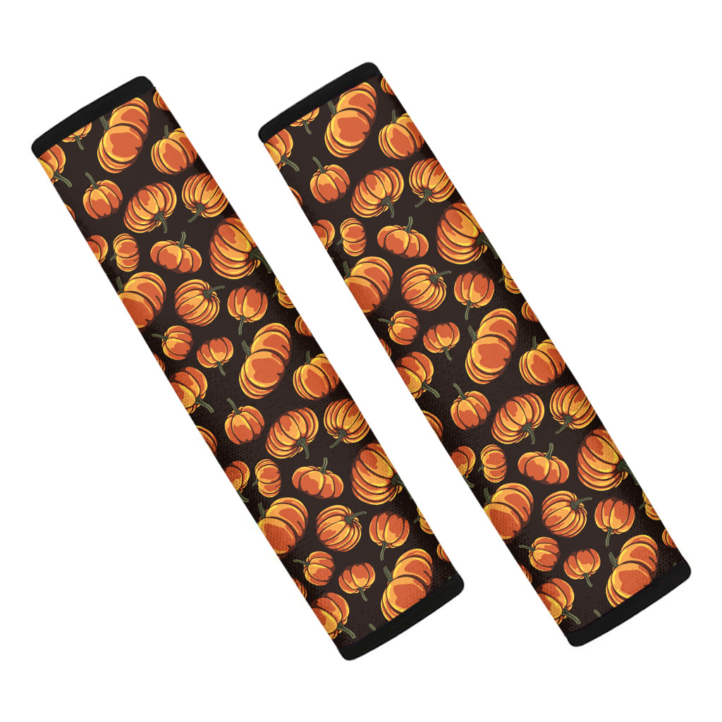 Orange Halloween Pumpkin Pattern Print Car Seat Belt Covers