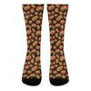 Orange Halloween Pumpkin Pattern Print Crew Socks