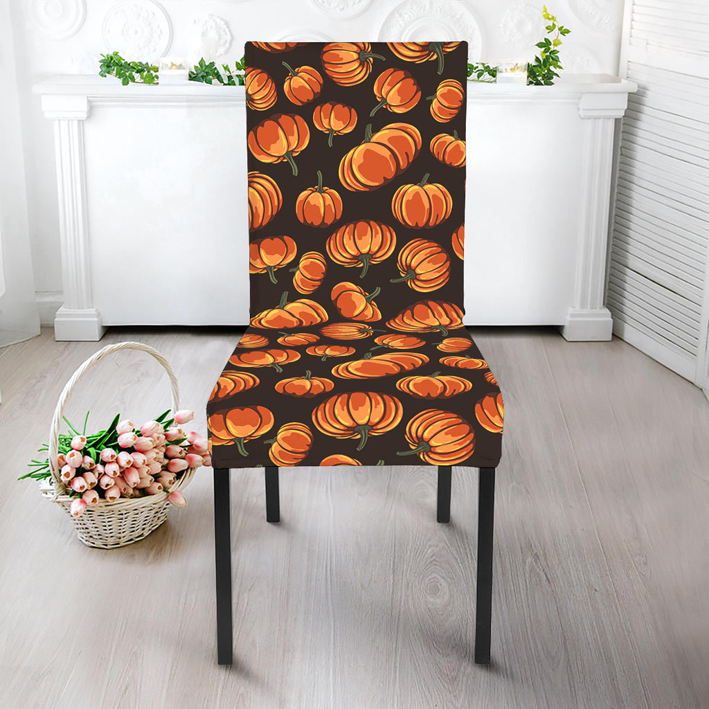 Orange Halloween Pumpkin Pattern Print Dining Chair Slipcover