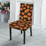 Orange Halloween Pumpkin Pattern Print Dining Chair Slipcover