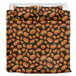 Orange Halloween Pumpkin Pattern Print Duvet Cover Bedding Set
