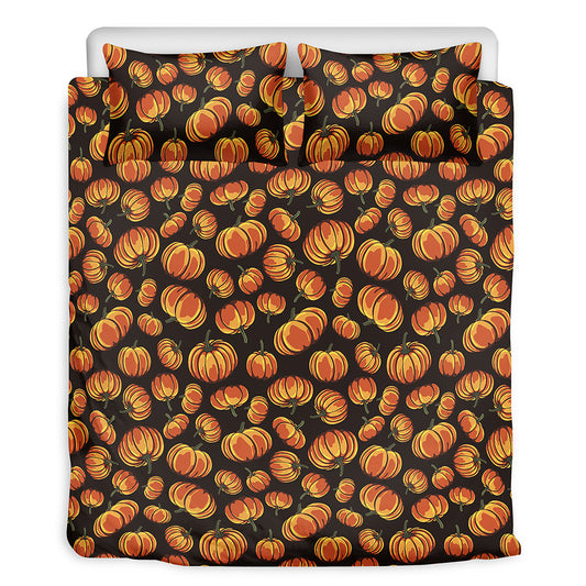 Orange Halloween Pumpkin Pattern Print Duvet Cover Bedding Set