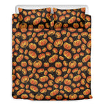 Orange Halloween Pumpkin Pattern Print Duvet Cover Bedding Set