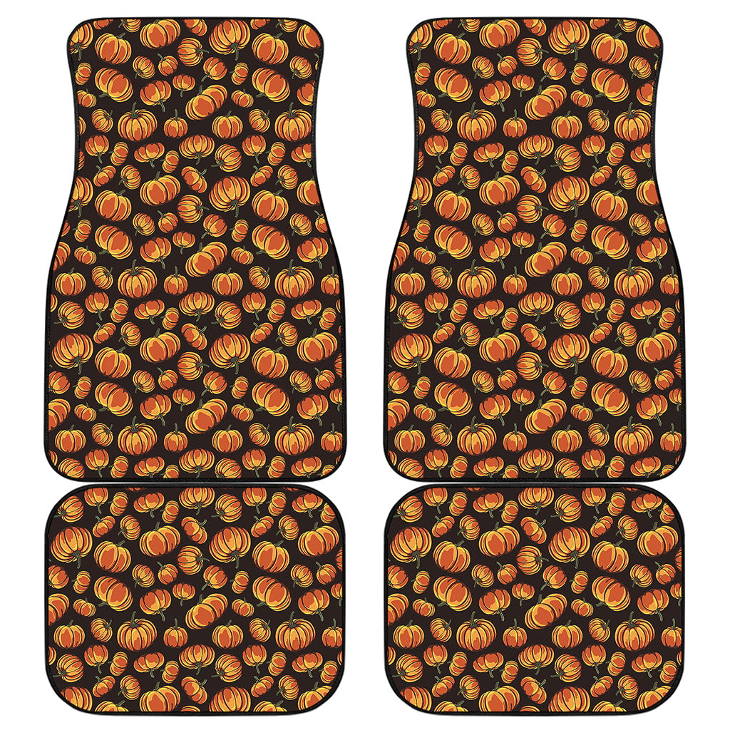 Orange Halloween Pumpkin Pattern Print Front and Back Car Floor Mats