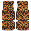 Orange Halloween Pumpkin Pattern Print Front and Back Car Floor Mats